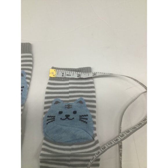 Cute Cat Knit Socks Women’s Horizontal Striped Socks Cotton Grey - Picture 6 of 6